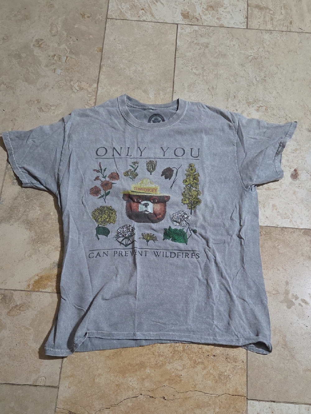 Vintage Wash Smokey Bear “Only You Can Prevent Wildfires” T-Shirt – Size Large